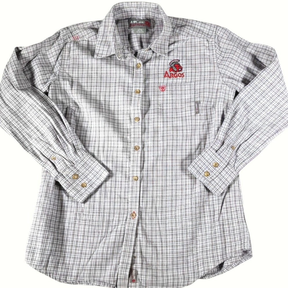 Ariat FR Womens Medium Purple Plaid Flame Resistant Argos BP Work Shirt CAT 2
